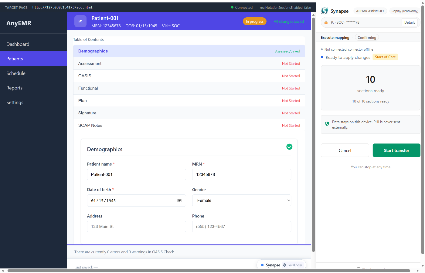 Review mapped fields and apply to EMR