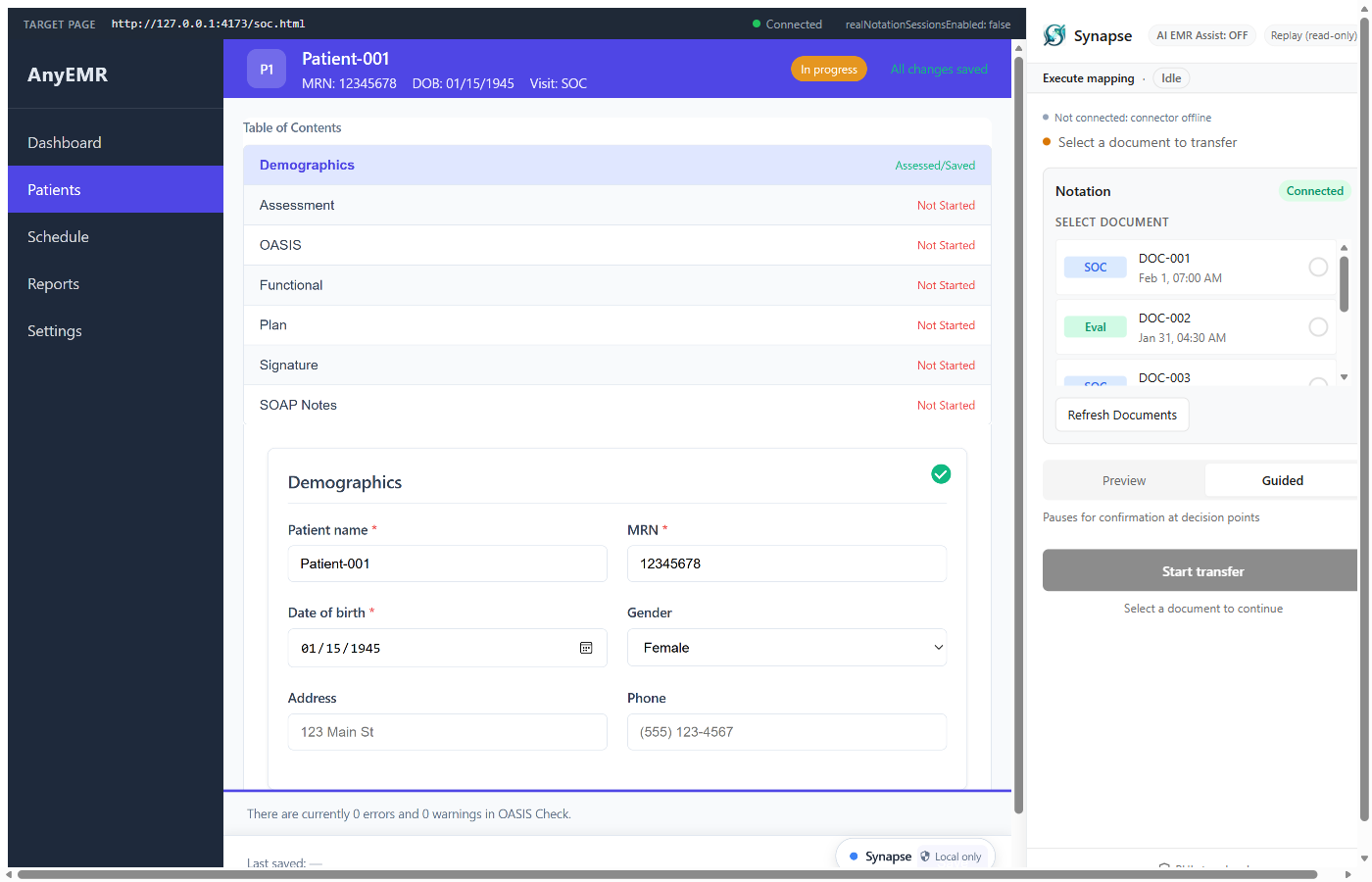 New EMR detected — guided setup wizard