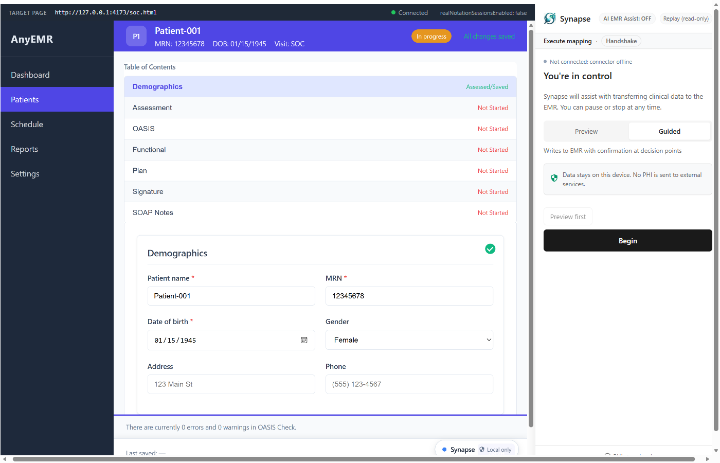 AI agent scanning DOM and writing fields